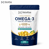 Capsules d'huile de poisson naturelle en gélules molles, marque privée OEM, oméga 3 EPA DHA, soutien du bien-être du cœur et du cerveau, complément alimentaire, 240 unités
