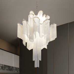 Lustre de luxo moderno suspensão luminária corrente alumínio pingente lâmpada borla lustres luz pingentes modernos - Product Image 3