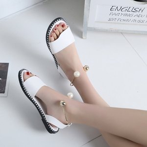 Spring New Collection Ladies Casual Flat Sandals Plus Size Light Weight Pearl Metal Lace-Up Printed Trendy Summer - Product Image 1