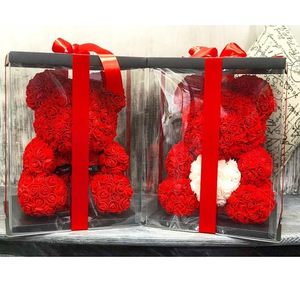 Commercio all'ingrosso pe rosa teddy bear san valentin osos de peluch al por mayor di Alta Qualità oso de peluche flor artificiale oso de flor - Product Image 5