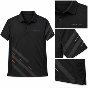<span class=keywords><strong>Polo</strong></span> da <span class=keywords><strong>Uomo</strong></span> in Rete Nera con Stampa Personalizzata OEM, Manica Corta, Logo Personalizzato, per Uniformi Sportive Maschili - Product Image 3