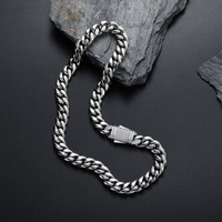 Collier à fermoir double face 12 mm serti de zircons, bracelet en acier inoxydable plaqué or 18 carats, chaîne cubaine Miami pour homme