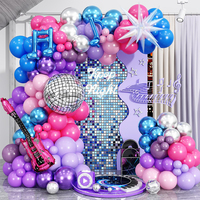 Guirlande de ballons sur le thème de la musique disco avec ballon en feuille d'aluminium étoile irisée pour la décoration murale de fête