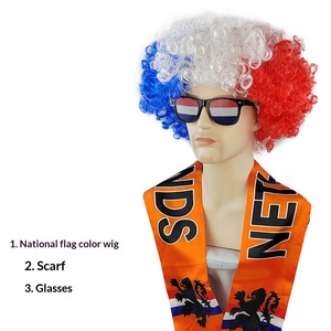 Vente en gros <span class=keywords><strong>de</strong></span> kits promotionnels personnalisés avec logo pour événements sportifs : écharpe, perruque et lunettes <span class=keywords><strong>de</strong></span> soleil à thème drapeau national <span class=keywords><strong>de</strong></span> football - Product Image 1
