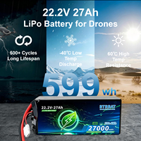 Baterai LiPo Drone 22.2V 6S 5C Discharge 500+ Siklus Bersertifikasi MSDS UN38.3 Baterai UAV Energi Tinggi