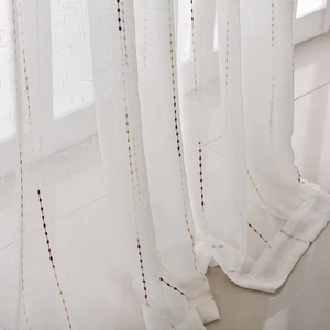 Wholesale Cotton and <strong>Linen</strong> Window <strong>Striped</strong> Yarn Pure Color Sheer <strong>Curtain</strong> - Product Image 6