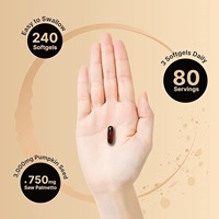 Gélules d'huile de graines de citrouille OEM 3000mg, 2-en-1 avec extrait de palmier nain, supplément bien-être à base de plantes pressé à froid, 240 unités