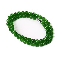 Nouveau Collier PFT en Imitation Jade, Perles Rondes en Jade Malais Vert Épinard, Collier en Jade pour Femme, Populaire en Ligne, Verre
