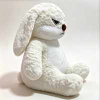 Peluche Lapin grincheux aux longues oreilles, très populaire, avec yeux rouges en colère, coussin animal doux en coton PP pour anniversaire