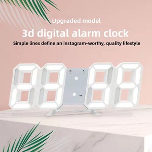 Best-selling Smart 3D <b>Digital</b> Wall Alarm <b>Clock</b> with LED Display Thermometer Perpetual Calendar Plastic Material Modern Design - Product Image 3