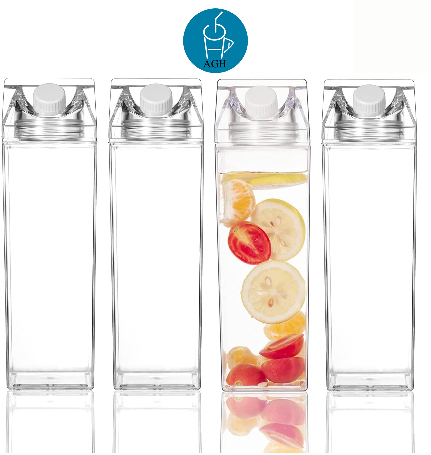 Оптовая продажа, пластиковая акриловая коробка для молока объемом 17 унций, 33 унции, без БФА, объемом 500 мл, объемом 1000 мл, формованная картонная коробка для чая, фруктов, чашки для холодного питья