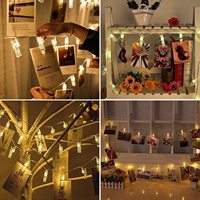 Guirlande lumineuse LED en forme d'étoiles en cuivre, alimentée par piles, avec pinces photo, multicolore, pour décoration de Noël, de mariage et de fête, éclairage décoratif