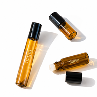 En stock, flacon en verre ambré personnalisé avec logo, 2 ml, 3 ml, 5 ml, 10 ml, avec bille roulante pour huile essentielle, parfum, emballage de voyage