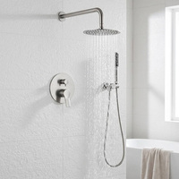 Robinet de douche encastré noir en acier inoxydable 304 brossé sans plomb pour hôtel, système commercial, ensemble de douche de salle de bain