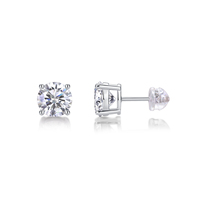 0.5ct 1CT 2CT 3CT 5CT圆形明亮切割硅石耳钉925纯银耳环女性精美耳环