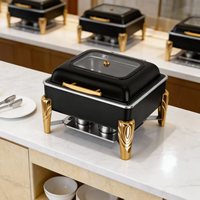 Luxuriöser Hotel-Bankett-Tischaufsatz, Brennstoffbetriebener Buffet-Speisenwärmer, Chafing Dish aus Edelstahl, 6L, Schwarz, Manuelles Wärmeausrüstung