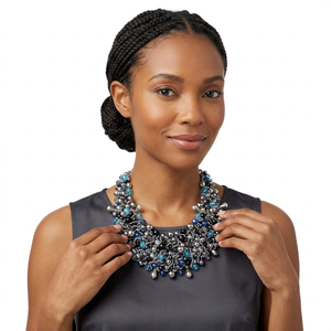 Collier ras du cou tendance en perles plaqué argent GLAAS BEADS, fait main, style bohème, pour enfants, bijoux de fête - Product Image 2