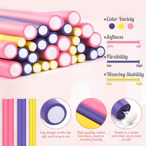 ขายตรงจากโรงงาน แกนม้วนผมแบบไม่ใช้ความร้อน ขนาด 24 ซม. อุปกรณ์ทำผม DIY แกนม้วนผมแบบยืดหยุ่น ทำจากฟองน้ำและยาง สำหรับใช้ในบ้าน - Product Image 3