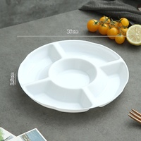 Assiette ronde à motifs solides de qualité alimentaire, plateau de service à fruits à cinq compartiments pour hôtels et restaurants, design moderne et minimaliste