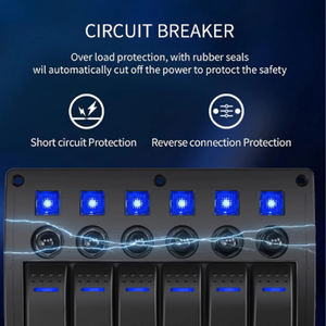 Panel saklar Rocker LED kapal mobil, dengan pemutus sirkuit <span class=keywords><strong>6</strong></span> <span class=keywords><strong>Gang</strong></span> sakelar Rocker DC 12V 24V - Product Image 2