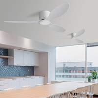Ventilateur de plafond moderne en métal de 52 pouces avec moteur DC, lumière LED, 6 vitesses, télécommande silencieuse, double tension, CRI élevé 80, dimmable, 3 pales