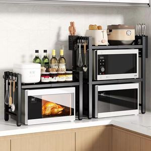 Microwave Oven Storage <b>Rack</b> Double Layer Extendable Countertop <b>Kitchen</b> <b>Rack</b> For Appliance Organization - Product Image 1