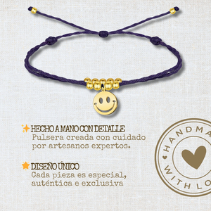 Unisex Handmade Fine Beaded <b>Bracelets</b> Adjustable Waxed Thread with <b>Stainless</b> <b>Steel</b> for Smiley Face Charm Gift for Women and <b>Men</b> - Product Image 4