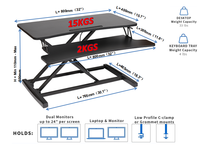 Bureau debout réglable en hauteur de 32 pouces, table surélevée, pliable, bureau d'étude, poste de travail informatique