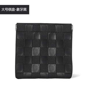 Simple couleur unie en peluche porte-monnaie carte sac de rangement Portable double pli et sac d'organisation damier grille étui pour casque - Product Image 1