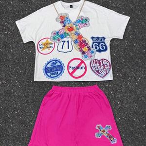 Ensemble 2 pièces Y2K d'été décontracté pour homme : T-shirt court oversize et short, imprimé par sublimation et sérigraphie, style streetwear, vente en gros - Product Image 6