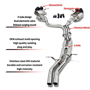 Per Porsche Macan <span class=keywords><strong>Turbo</strong></span>/S/GTS V6 2.9t 3.0t 3.6t, scarico con valvola controllata in acciaio inossidabile, terminali in carbonio. - Product Image 2