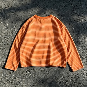 Camiseta a Rayas de Corte Cuadrado 100% Algodón, Personalizada por el Fabricante OEM, Sudadera Casual de Cuello Redondo, Camiseta de Manga Larga para Hombre - Product Image 3