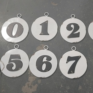 ป้ายเหล็กเคลือบลายนูนสไตล์โบราณที่กำหนดเองตกแต่งบ้านด้วยงานฝีมือโลหะดีไซน์ตัวเลข - Product Image 3