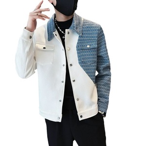 Chaqueta Bomber de Invierno para Hombre, Cierre de un Solo Botón, 100% Poliéster, Estampado de Corazón, Cuello Camisero, Estilo Casual Urbano - Product Image 5