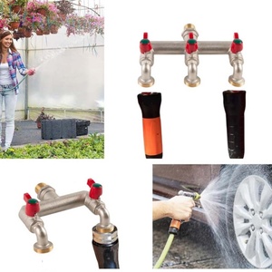 Distributeur de tuyau d'arrosage robuste en laiton, 2 voies, entrée 1/2 pouce et deux sorties 3/4 pouce, robinet distributeur à valve à bille pour tuyau de jardin - Product Image 4