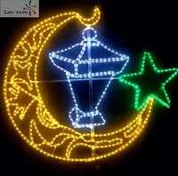 Luces LED 2D con Motivo de Poste para Exteriores Personalizables, Eid Mubarak y Ramadan Crescent Moon Star Decor PARA EL Alumbrado Público DE LA Ciudad