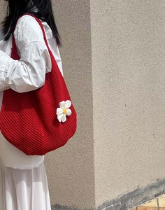 Bolso Tote de Ganchillo de Poliéster con Diseño Floral, Estilo Bohemio, Abierto, para Playa, Verano, Compras, Venta al Por Mayor - Product Image 5