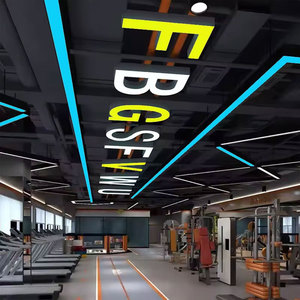 Lustres commerciaux modernes en lettres de plafond, lampe suspendue en rectangle pour salle de <span class=keywords><strong>billard</strong></span>, suspension linéaire à led - Product Image 4