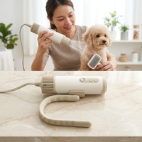 Sèche-cheveux pour animaux de compagnie à porter autour du cou, mains libres, force du vent réglable, faible bruit, écologique, souffleur de toilettage pour chiens et chats avec lampe d'affichage