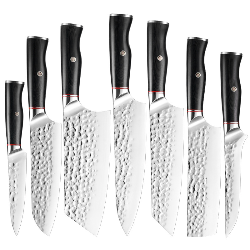 Professionelles Edelstahl-Küchenmesser-Set, gehämmert und geschmiedet, superscharf, Cuchillos Tchibo (tcm), 9-teilig| Alibaba.com