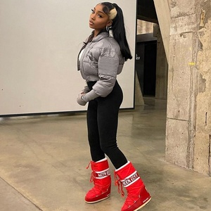 Vestes bouffantes de <span class=keywords><strong>moto</strong></span> en coton de couleur unie pour femmes 2022, nouveaux arrivages, Patchwork à manches longues Bomber - Product Image 5