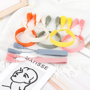 주문을 받아서 만들어진 1.3cm 넓은 빈 다채로운 수 놓은 손 팔찌 자수 팔찌 술 짠 손목 밴드 팔찌 - Product Image 2