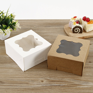Oem Factory Custom Log Food Packaging Box With Window For Bakery Eco Friendly Cake Box Kraft Box