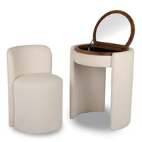 Table de maquillage minimaliste de style italien en bois massif avec tabouret et couvercle rabattable, rangement multifonctionnel, utilisation luxueuse pour la chambre à coucher