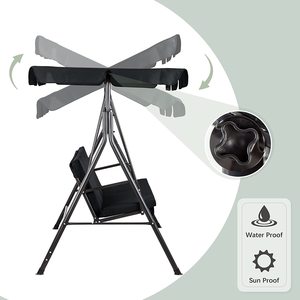 Balançoire de Patio, balançoire d'extérieur pour 2/3 personnes, balançoire de porche avec coussin épais amovible et auvent Convertible - Product Image 5