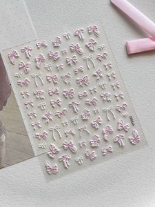 Autocollants pour ongles avec nœud blanc rose, style féminin délicat, autocollants auto-adhésifs pour ongles, ornements mignons pour ongles, pour décoration de manucure en Salon, DIY - Product Image 5