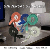 Câble de charge USB plat en PVC avec charge rapide 3A, longueur 1m, Micro USB et Type-C pour téléphones Android