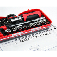 Kit d'outils de réparation automobile 29 pièces, jeu de tournevis de précision à cliquet en acier au carbone magnétique avec poignée en T pour le bricolage