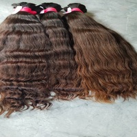 Penjualan paling laris satu Donor murni Remy Indian Bulk ekstensi rambut manusia alami gaya gelombang coklat harga grosir