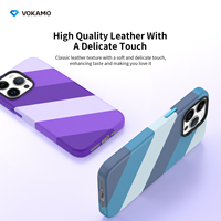 VOKAMO Nouvelle conception de luxe, étui magnétique antichoc en TPU+PC givré, transparent/bleu, pour 15/15 Plus/15 Pro/15 Pro Max
